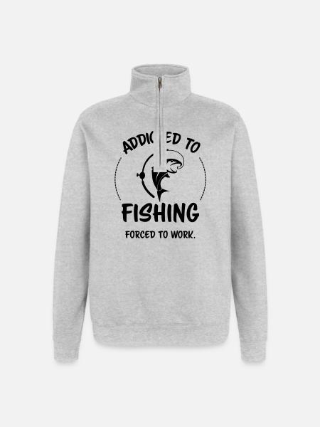 Angelsüchtig – Angelhumor - Quarter-Zip-Sweatshirt - Grau meliert