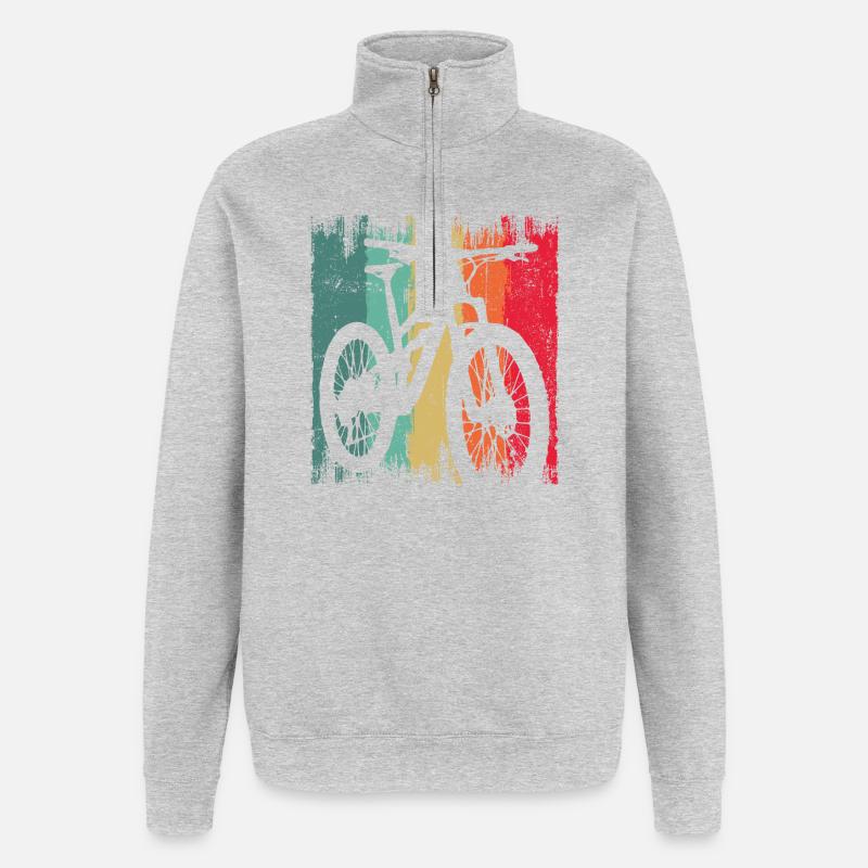 Silhouette de vélo grunge arc-en-ciel - Sweat à zip 1/4 - gris chiné