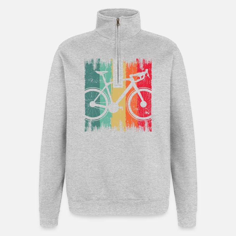 Silhouette de vélo graffiti arc-en-ciel - Sweat à zip 1/4 - gris chiné