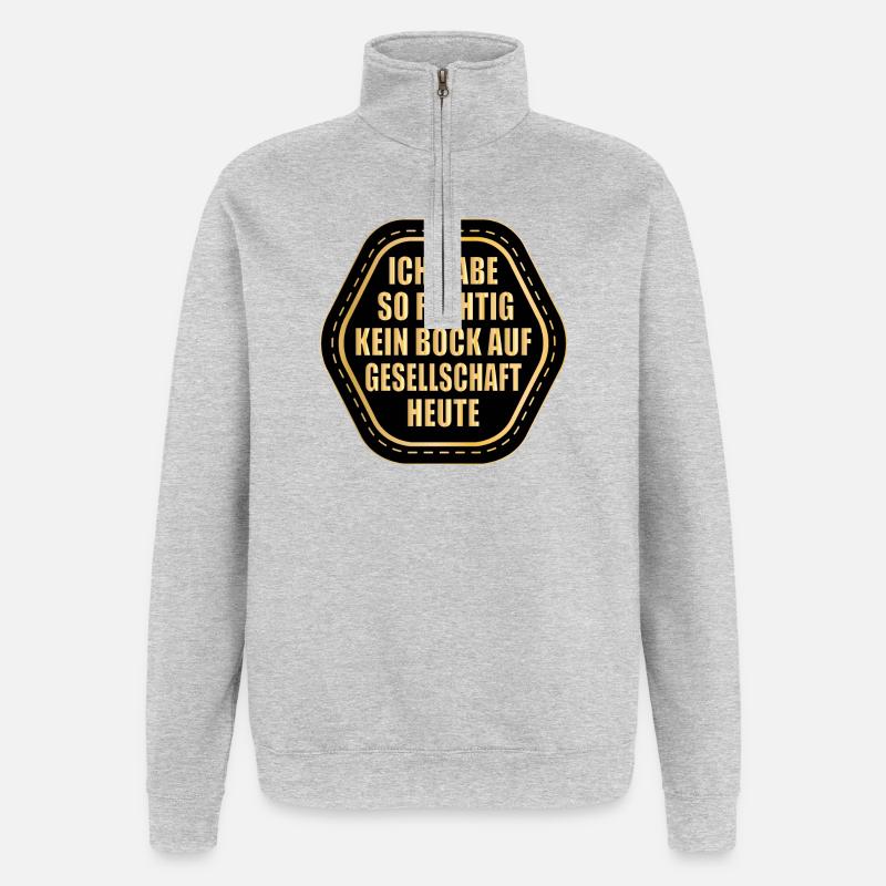KEIN BOCK AUF GESELLSCHAFT HEUTE - Quarter-Zip-Sweatshirt - Grau meliert