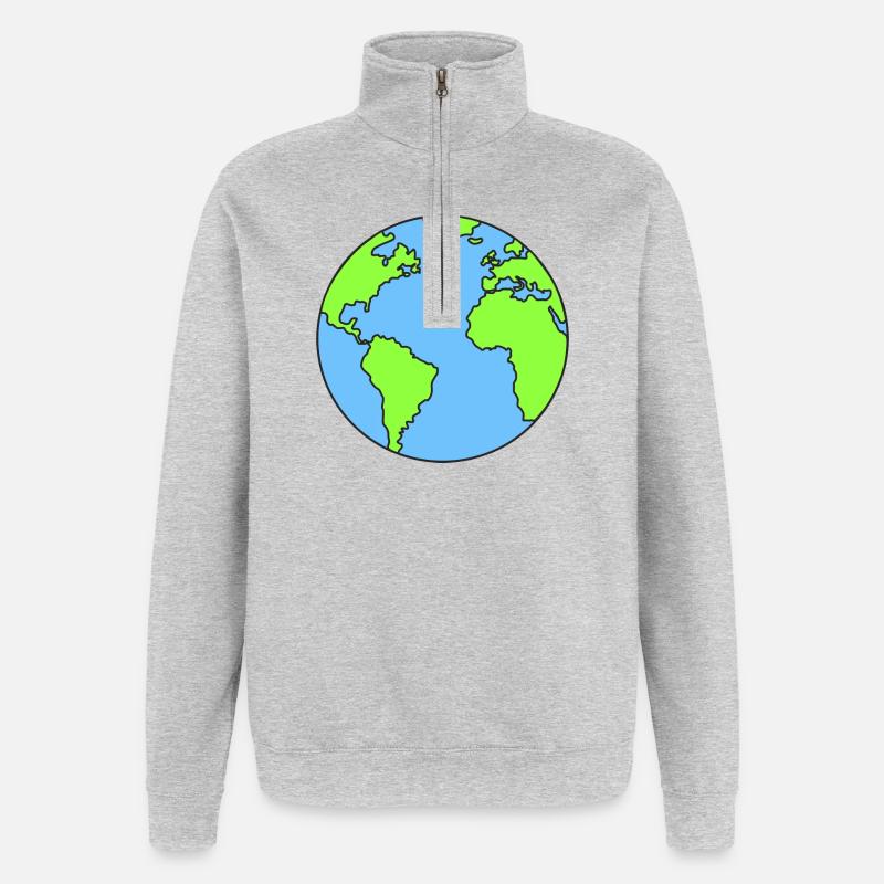 Planet Erde Erdkugel - Quarter-Zip-Sweatshirt - Grau meliert