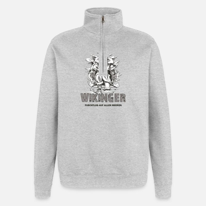 Wikinger Design - Quarter-Zip-Sweatshirt - Grau meliert