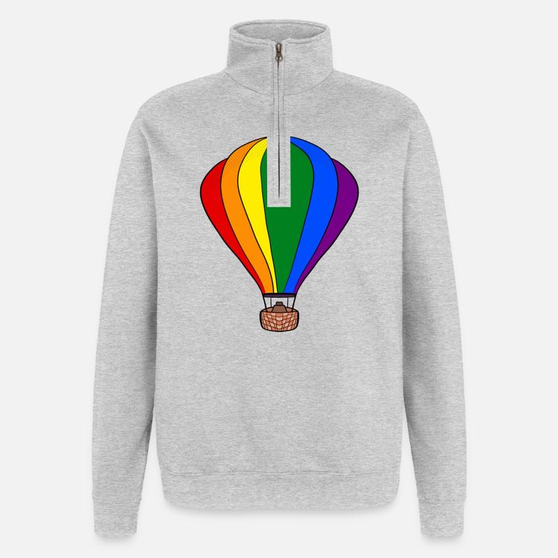Regenbogen-Ballon - Quarter-Zip-Sweatshirt - Grau meliert