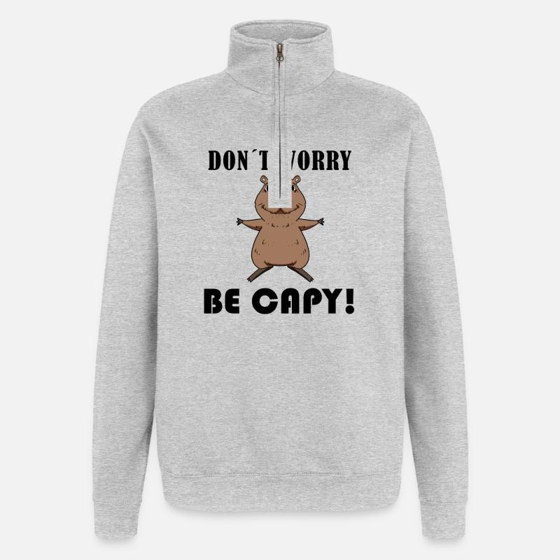 Capybara Capybara Gift - Quarter-Zip Sweatshirt - heather grey
