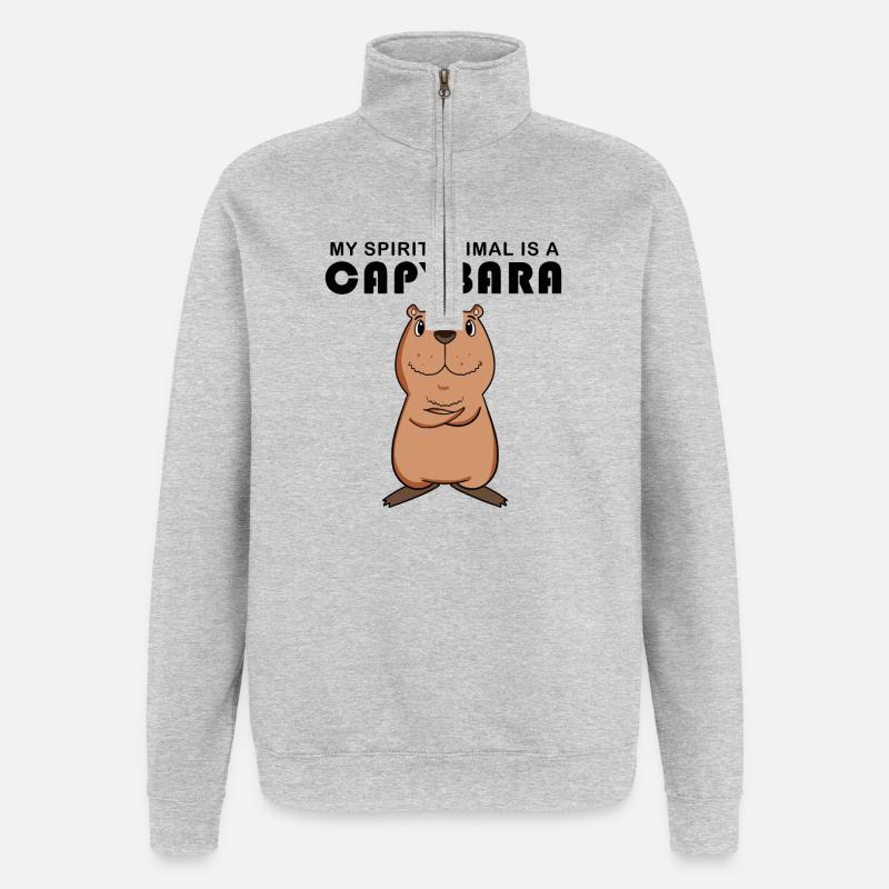 Capybara Capybara Gift - Quarter-Zip Sweatshirt - heather grey