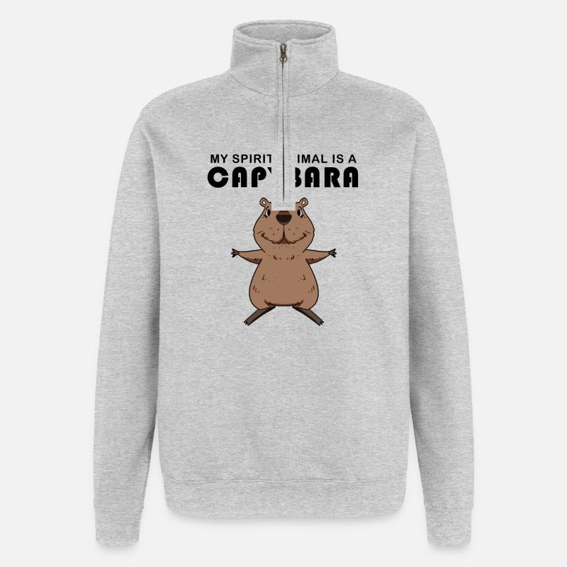 Capybara Capybara Cadeau - Sweat à zip 1/4 - gris chiné