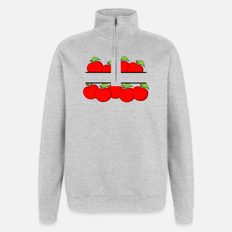 Äpfelfahne mit rotem Apfel - Quarter-Zip-Sweatshirt - Grau meliert