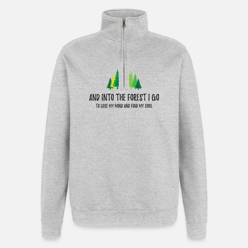 Und in den Wald gehe ich - Quarter-Zip-Sweatshirt - Grau meliert