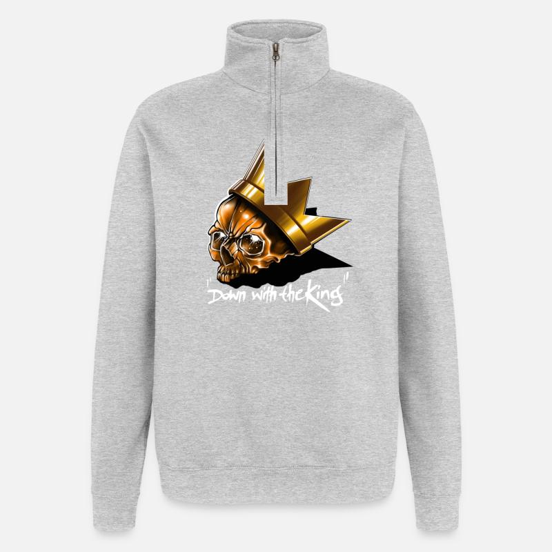 A bas le Roi - Sweat à zip 1/4 - gris chiné