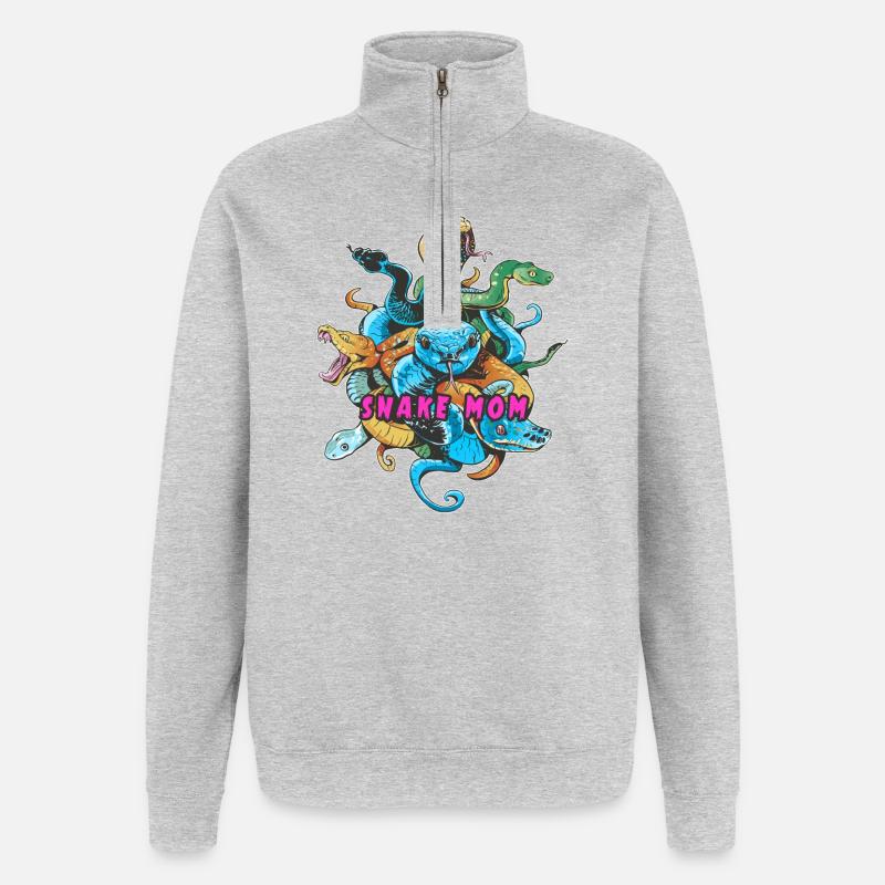 Mère serpent - Sweat à zip 1/4 - gris chiné