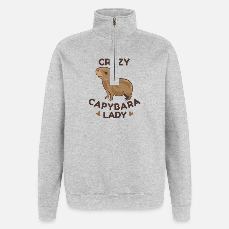 Capybara Zootier Design - Quarter-Zip-Sweatshirt - Grau meliert