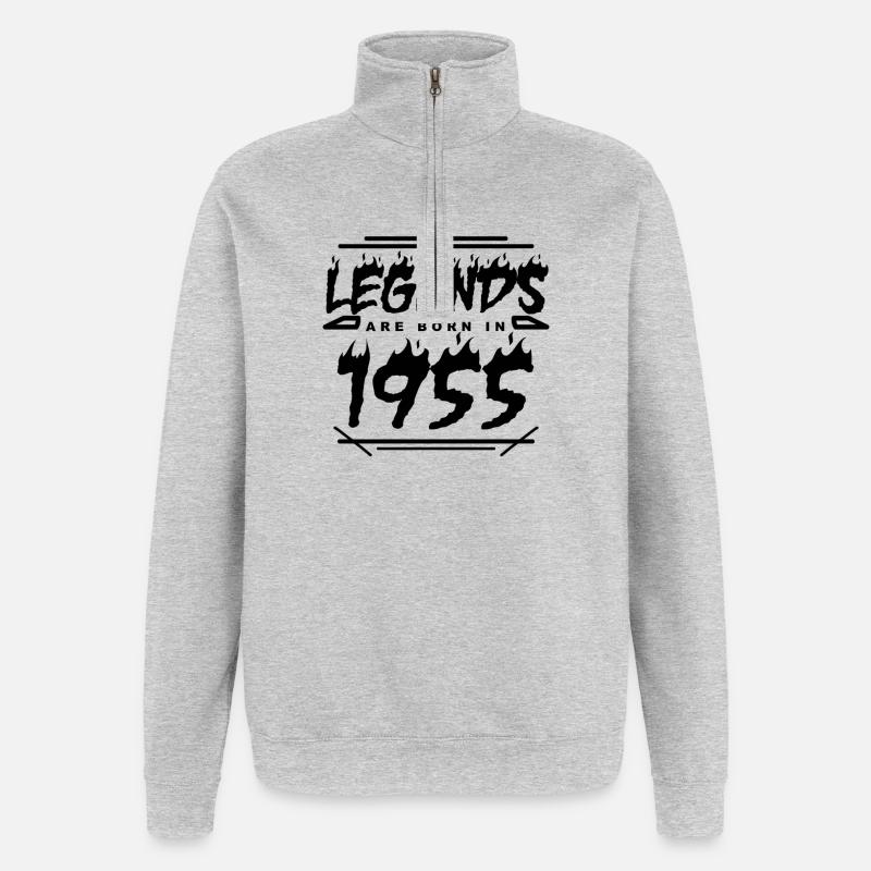 1955 - Né en 1955 - Construit en 1955 - Sweat à zip 1/4 - gris chiné