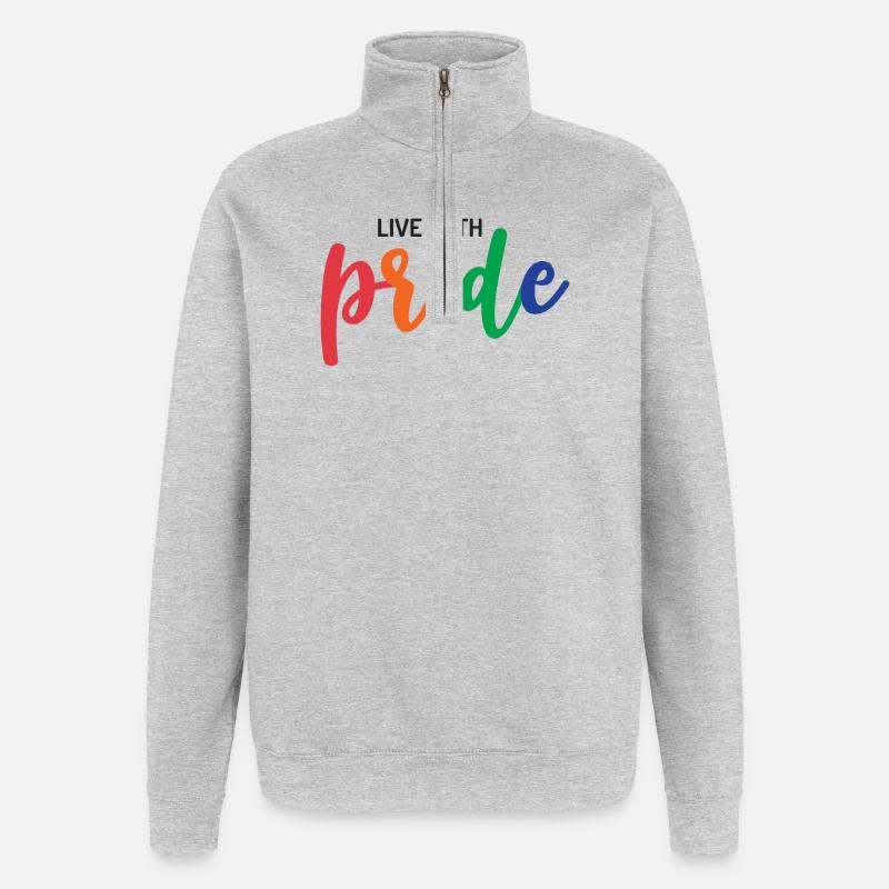 Lebe mit Stolz - Quarter-Zip-Sweatshirt - Grau meliert