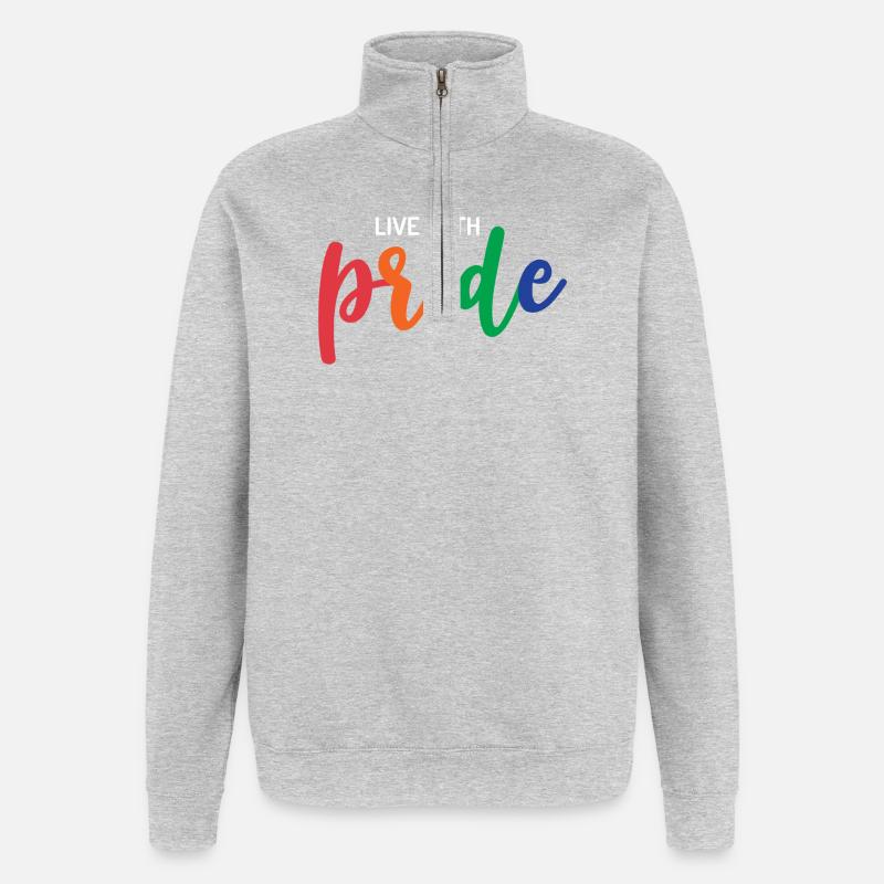 Lebe mit Stolz - Quarter-Zip-Sweatshirt - Grau meliert
