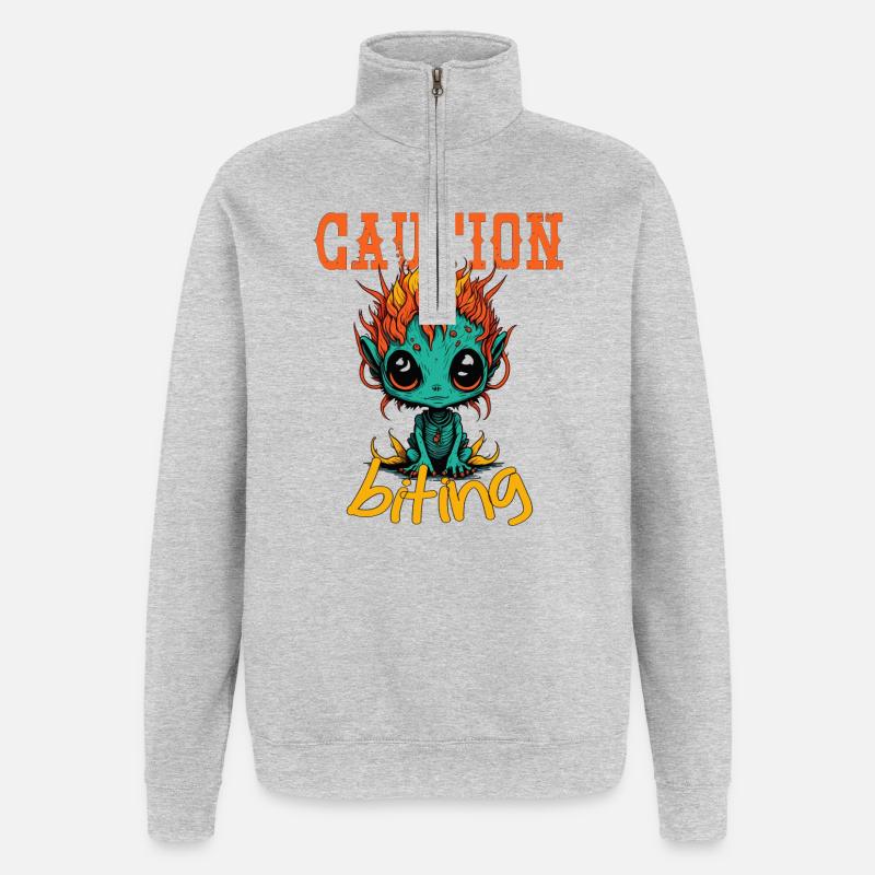 Caution snappy - Quarter-Zip Sweatshirt - heather grey