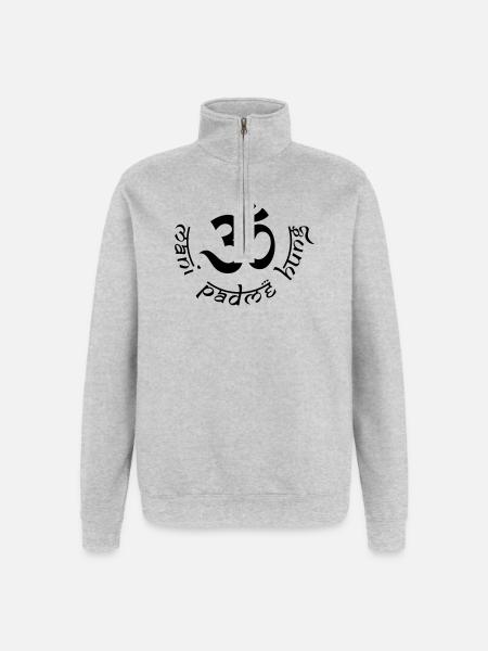 OM Mani Padme Hung - Quarter-Zip-Sweatshirt - Grau meliert