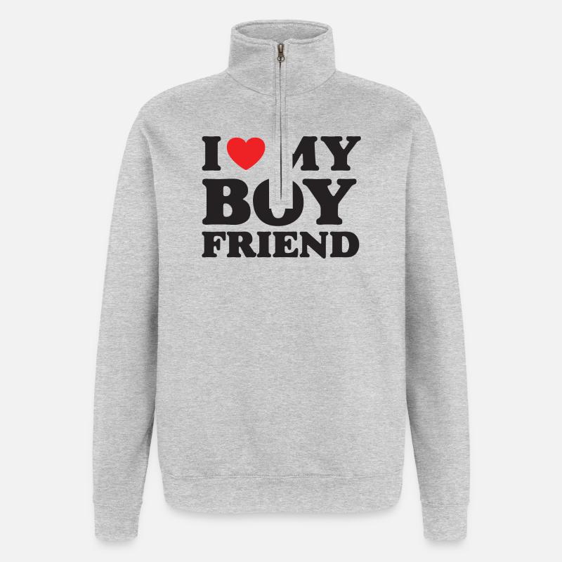 Ich liebe meinen Freund - Quarter-Zip-Sweatshirt - Grau meliert