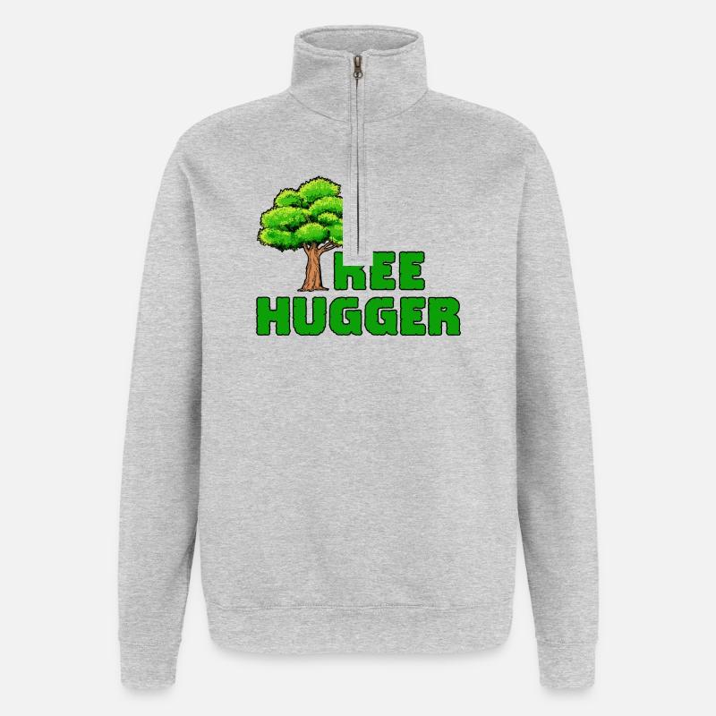 Terre Arbre Déclaration Durabilité Environnement Nature - Sweat à zip 1/4 - gris chiné