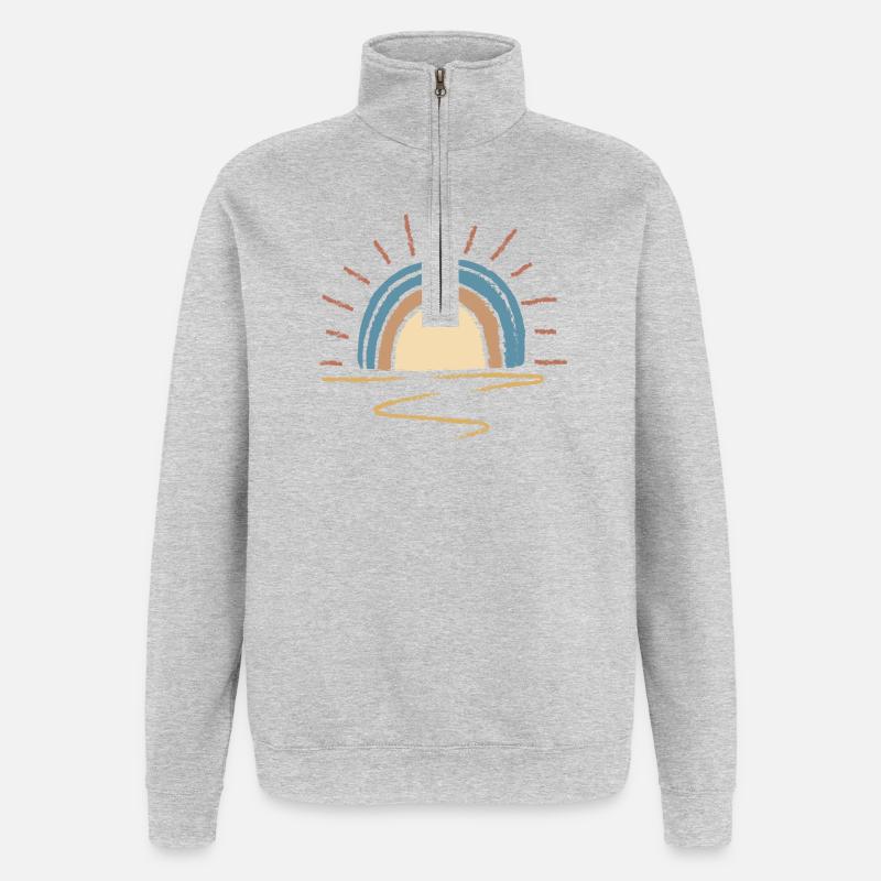 Arc du lever du soleil pastel - Sweat à zip 1/4 - gris chiné