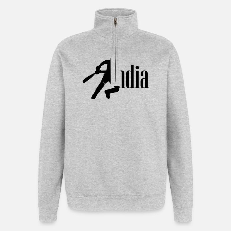 Indien Cricket - Quarter-Zip-Sweatshirt - Grau meliert