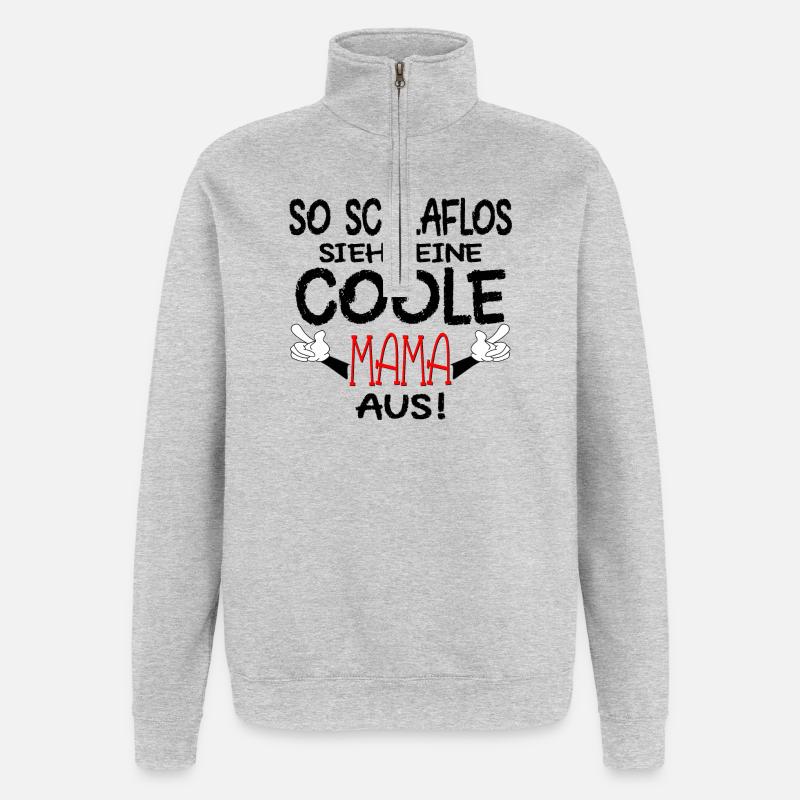 SCHLAFLOSE MAMA - SCHWANGERSCHAFT MUTTER - Quarter-Zip-Sweatshirt - Grau meliert