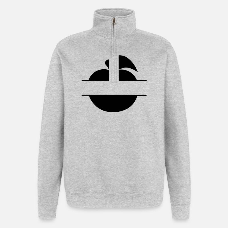 Découpage de texte dans la pomme - Sweat à zip 1/4 - gris chiné