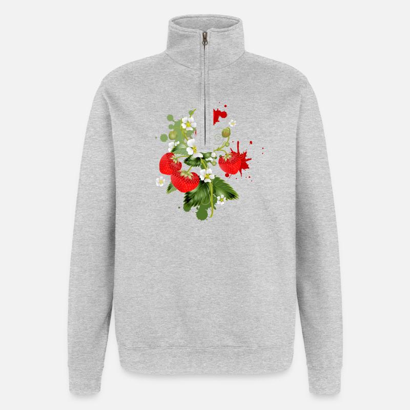 Erdbeeren Pflanze mit Erdbeeren Blüte Graffiti - Quarter-Zip-Sweatshirt - Grau meliert