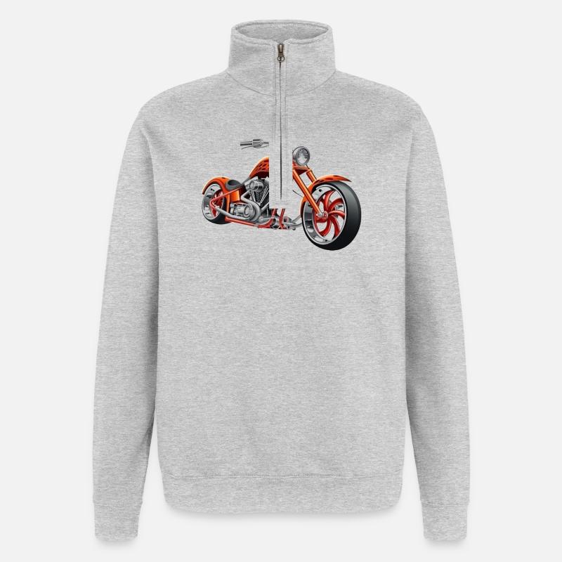 Chopper Motorrad Biker - Quarter-Zip-Sweatshirt - Grau meliert