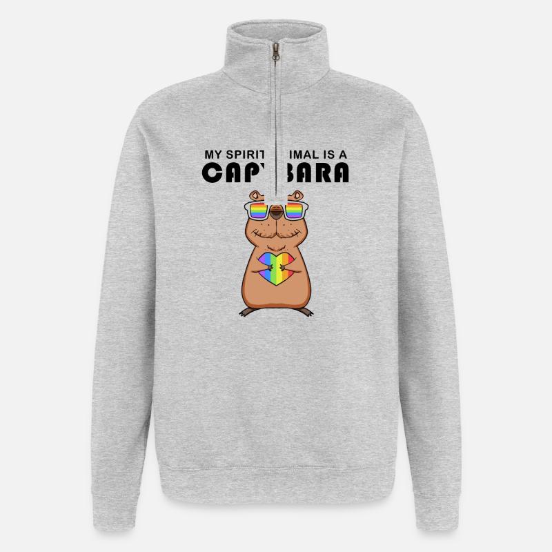 Capybara Wasserschwein Capybaras - Sweat à zip 1/4 - gris chiné