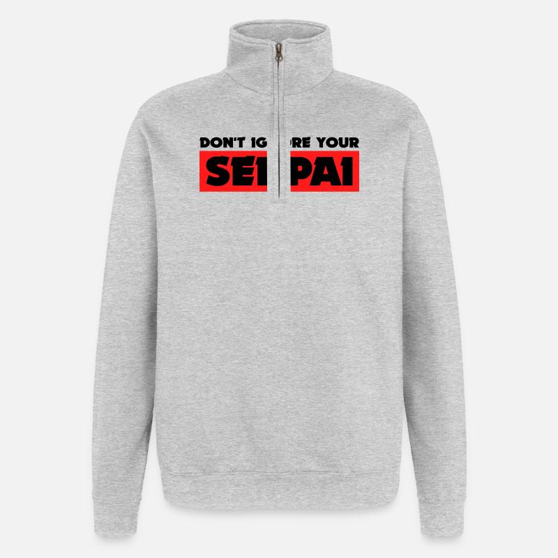 Anime Senpai Manga Statement Animation Mangastyle - Quarter-Zip-Sweatshirt - Grau meliert