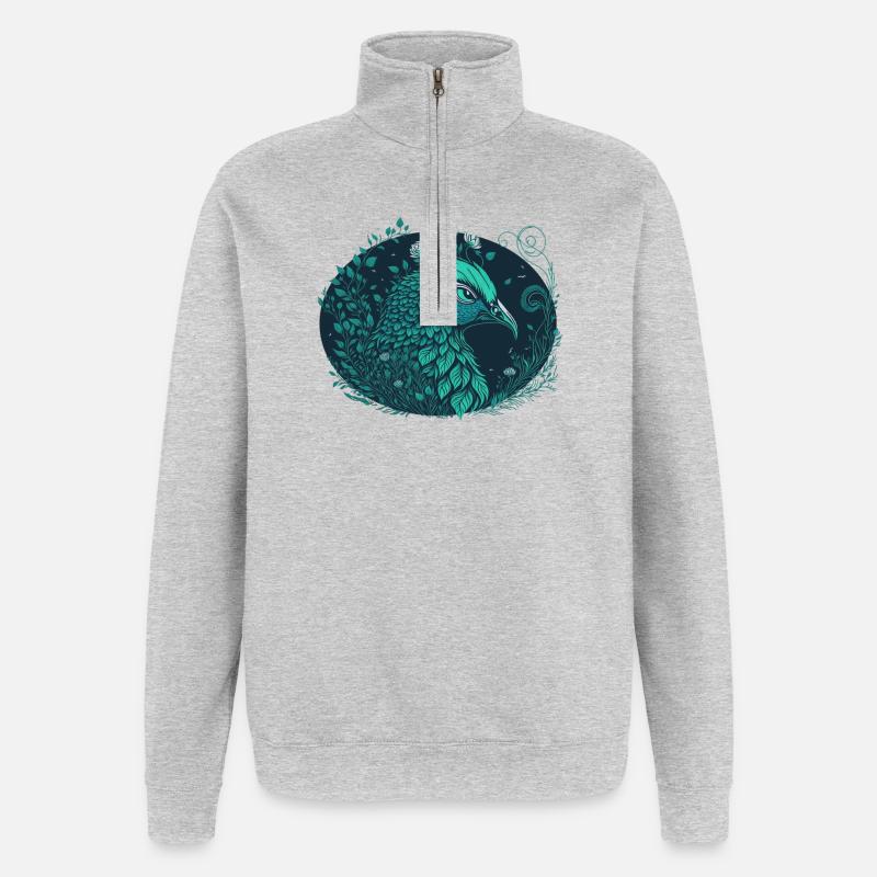 Oiseau - Sweat à zip 1/4 - gris chiné