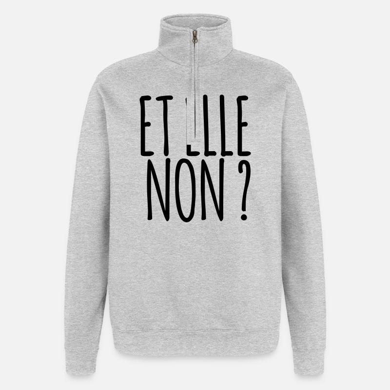 Et elle non ?  Marseille bébé ! - Sweat à zip 1/4 - gris chiné