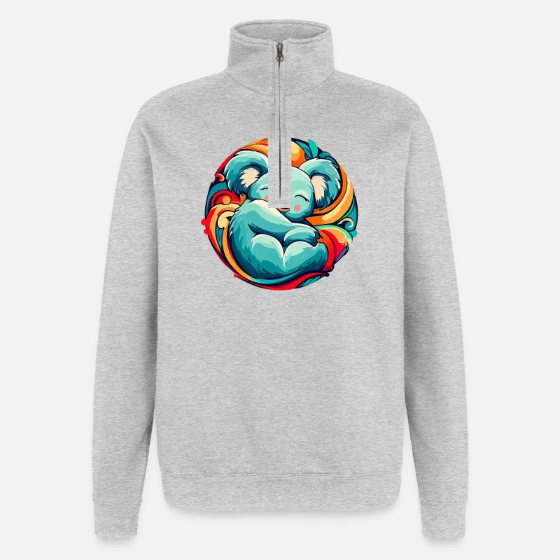 Koala schläft - Quarter-Zip-Sweatshirt - Grau meliert