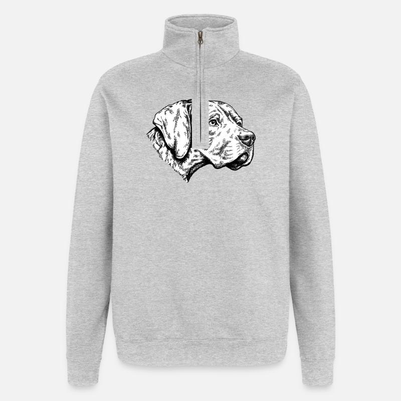 Braque du Bourbonnais Portrait - Sweat à zip 1/4 - gris chiné