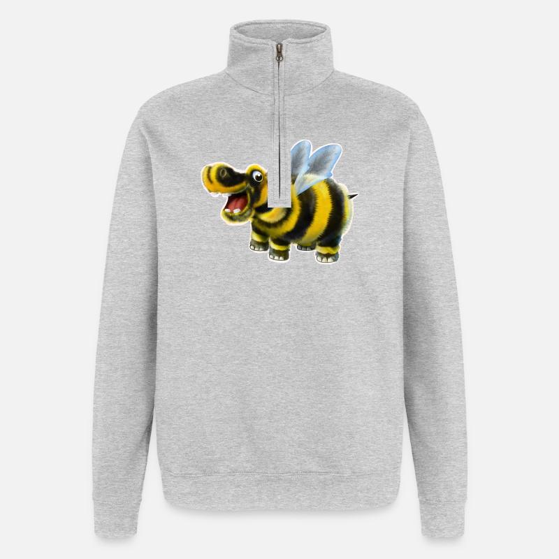 Das Hummel-Nilpferd - Quarter-Zip-Sweatshirt - Grau meliert