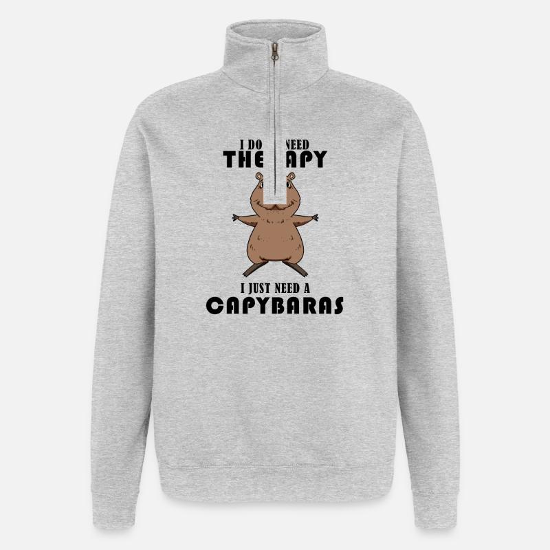 Capybara Wasserschwein Capybaras - Sweat à zip 1/4 - gris chiné