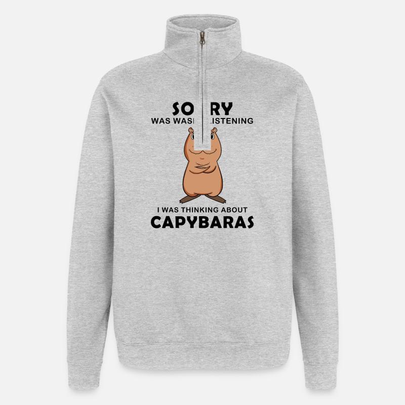 Capybara Wasserschwein Capybaras - Sweat à zip 1/4 - gris chiné