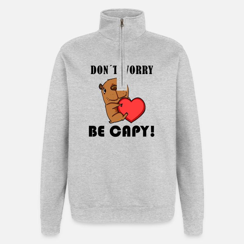 Capybara Wasserschwein Capybaras - Sweat à zip 1/4 - gris chiné