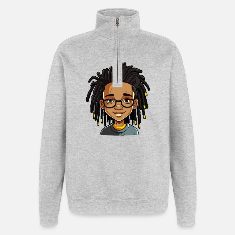 Dreadlocks with a friendly face - Quarter-Zip Sweatshirt - heather grey