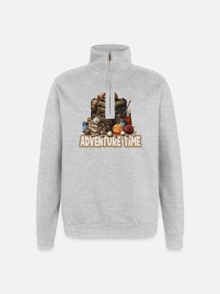 Rollenspiel Abenteuerzeit Fantasyausrüstung - Quarter-Zip-Sweatshirt - Grau meliert