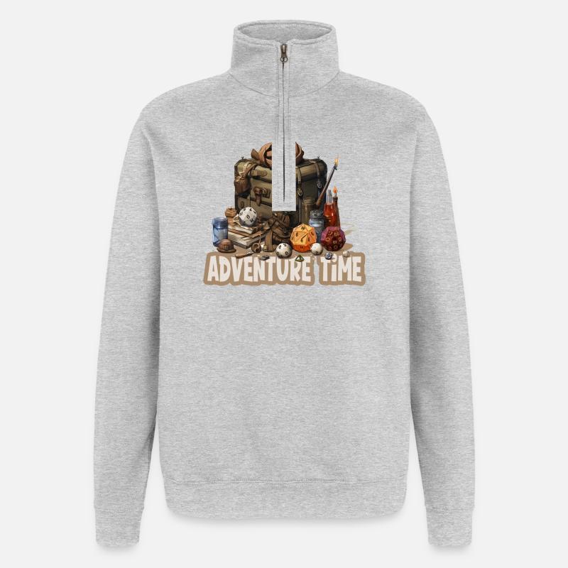 Rollenspiel Abenteuerzeit Fantasyausrüstung - Quarter-Zip-Sweatshirt - Grau meliert