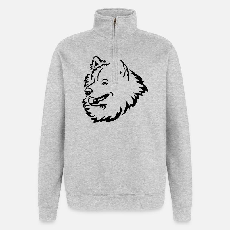 Samoyed head - Quarter-Zip Sweatshirt - heather grey