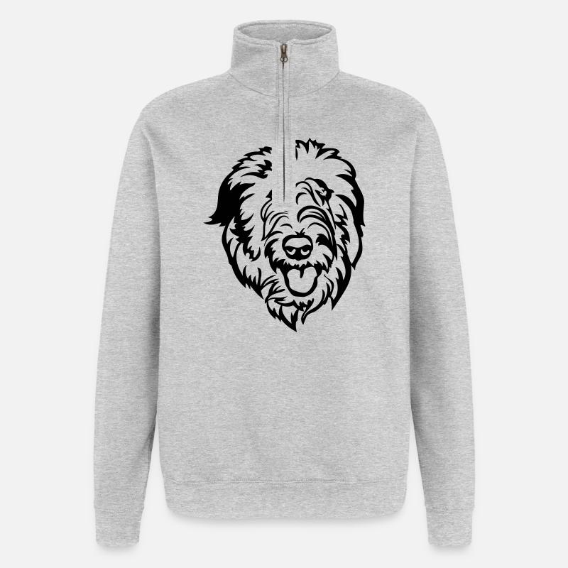 Irish Wolfhound Head - Quarter-Zip Sweatshirt - heather grey