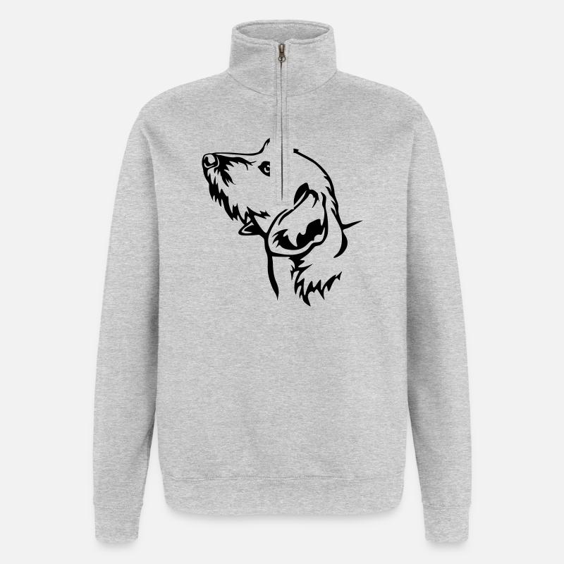 Dachshund head - Quarter-Zip Sweatshirt - heather grey