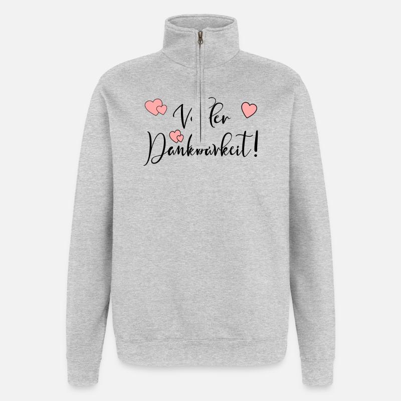 Voller Dankbarkeit VERTRAUEN HOFFNUNG - Quarter-Zip-Sweatshirt - Grau meliert