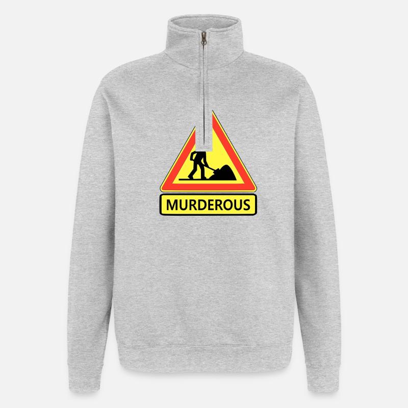 Mörder - Quarter-Zip-Sweatshirt - Grau meliert