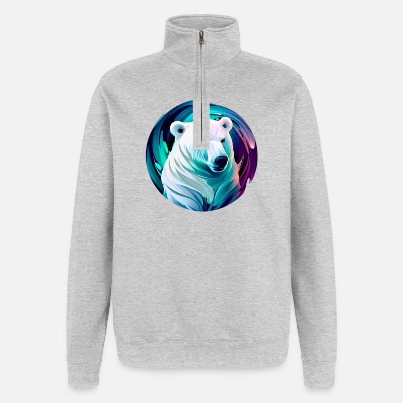 White polar bear - Quarter-Zip Sweatshirt - heather grey