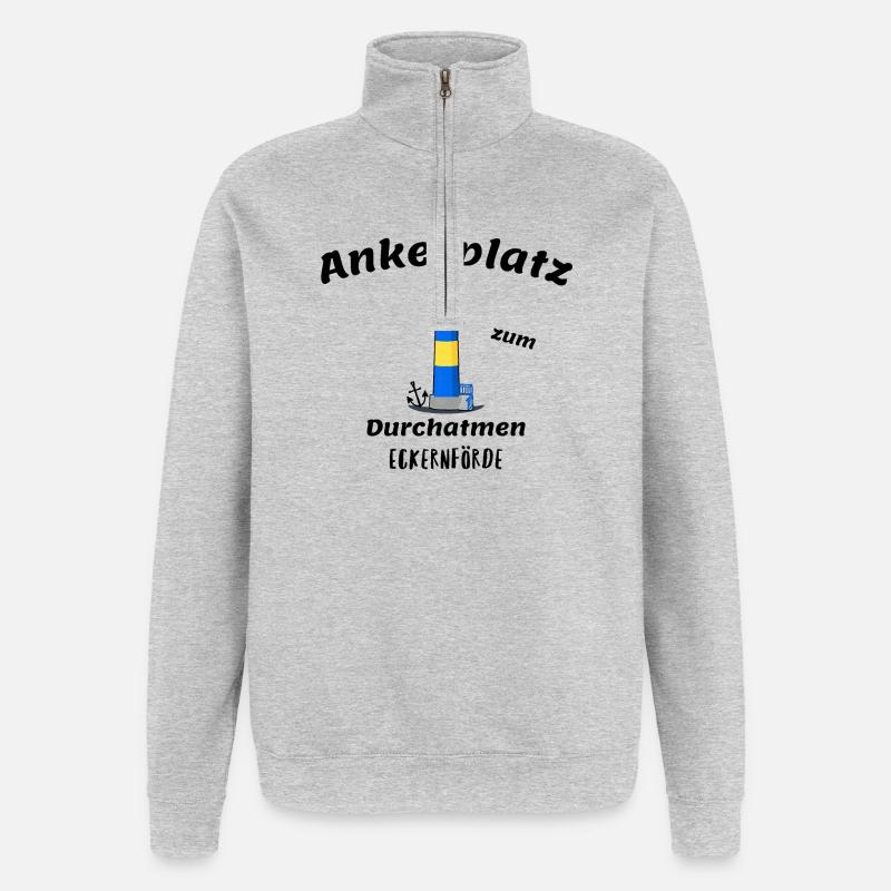 Alter Leuchtturm Eckernförde, Ankerplatz - Quarter-Zip-Sweatshirt - Grau meliert
