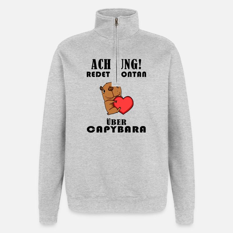Capybara Spruch - Capybara Sprüche - Quarter-Zip-Sweatshirt - Grau meliert