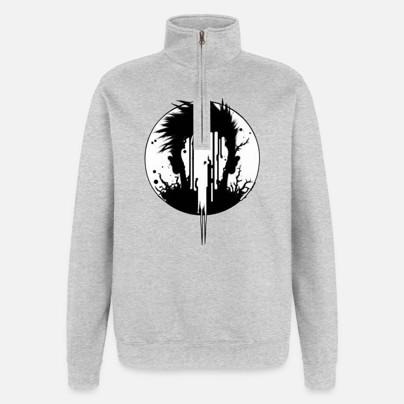 Ano 01 - Sweat à zip 1/4 - gris chiné